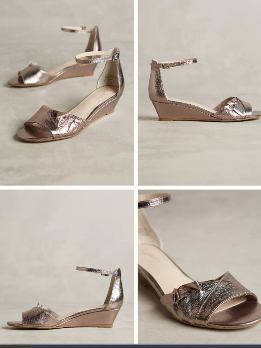 Seychelles Coffee Metallic Leather Wedge Sandals Rose Gold Size 7.5 Anthropologi